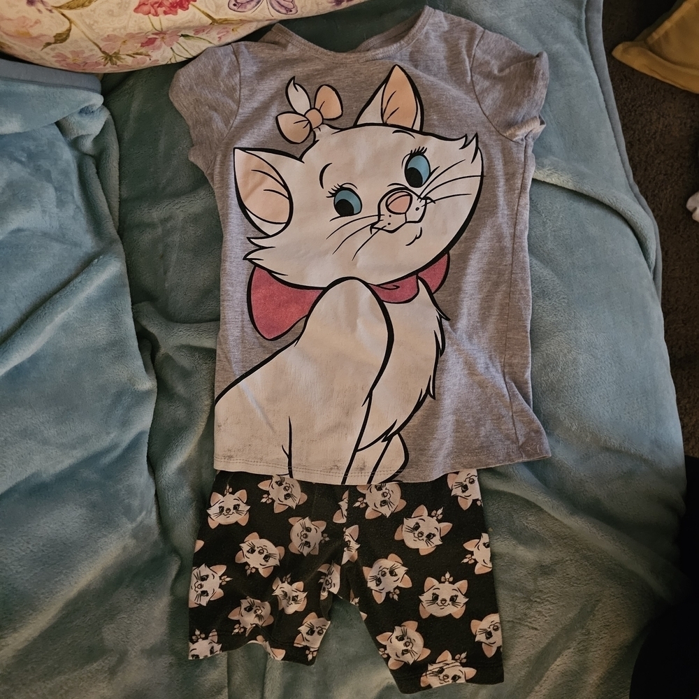 Disney Gray and Black Cat Print Kids Pajama Set - Picture 1 of 8
